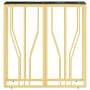 Mesa consola de acero inoxidable y vidrio dorada 70x30x70 cm