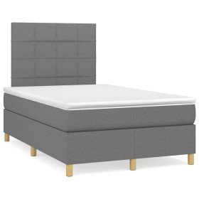 Cama box spring con colchón tela gris oscuro 120x190 cm Cama box spring con colchón tela gris oscuro 120x190 cm