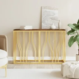 Console table stainless steel and solid gold recycled wood by vidaXL, Side tables - Ref: Foro24-350030, Price: 183,71 €, Disc...