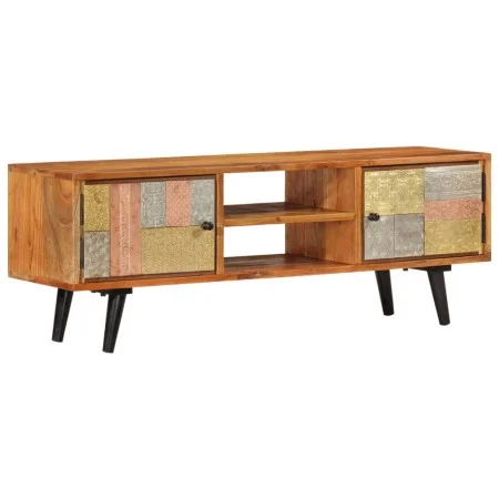 Mueble de TV con puertas metal madera maciza acacia 112x30x40cm de vidaXL, Muebles TV - Ref: Foro24-354985, Precio: 182,00 €,...