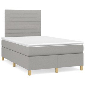 Cama box spring con colchón tela gris claro 120x190 cm en Camas y somieres | Comprar online en Foro24