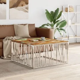 Silberner Couchtisch aus Edelstahl und recyceltem Holz von vidaXL, Couchtisch - Ref: Foro24-350072, Preis: 153,33 €, Rabatt: %
