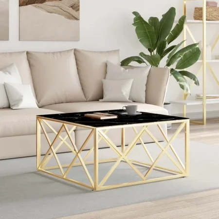 Goldener Couchtisch aus Edelstahl und Glas, 80x80x40 cm von vidaXL, Couchtisch - Ref: Foro24-349972, Preis: 186,30 €, Rabatt: %