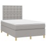 Cama box spring con colchón tela gris claro 120x190 cm