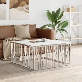 Couchtisch aus Edelstahl und silbernem Glas, 100 x 100 x 50 cm von vidaXL, Couchtisch - Ref: Foro24-350067, Preis: 288,89 €, ...