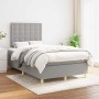 Cama box spring con colchón tela gris claro 120x190 cm