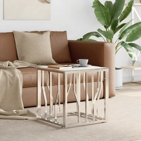 Stainless steel and silver glass coffee table 50x50x50 cm by vidaXL, Coffee table - Ref: Foro24-350043, Price: 149,99 €, Disc...
