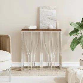 Console table stainless steel solid recycled wood silver by vidaXL, Side tables - Ref: Foro24-350037, Price: 108,84 €, Discou...