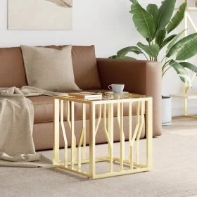 Goldener Couchtisch aus Edelstahl und Glas, 50x50x50 cm von vidaXL, Couchtisch - Ref: Foro24-350042, Preis: 124,03 €, Rabatt: %