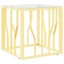 Mesa de centro de acero inoxidable y vidrio dorada 50x50x50 cm de vidaXL, Mesas de centro - Ref: Foro24-350042, Precio: 124,0...