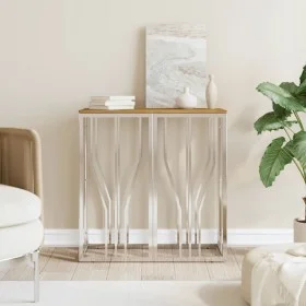 Console table stainless steel and solid silver acacia wood by vidaXL, Side tables - Ref: Foro24-350039, Price: 161,96 €, Disc...
