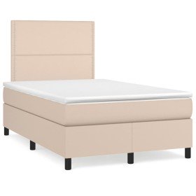 Cama box spring con colchón cuero sintético capuchino 120x190cm Cama box spring con colchón cuero sintético capuchino 120x190cm