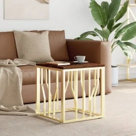 Edelstahl Couchtisch massiv recyceltes Holz gold von vidaXL, Couchtisch - Ref: Foro24-350046, Preis: 90,11 €, Rabatt: %