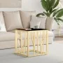 Mesa de centro de acero inoxidable y vidrio dorada 50x50x50 cm de vidaXL, Mesas de centro - Ref: Foro24-350044, Precio: 131,3...