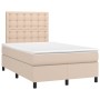Cama box spring con colchón cuero sintético capuchino 120x190cm