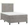 Cama box spring con colchón terciopelo gris claro 120x190 cm