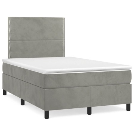 Cama box spring con colchón terciopelo gris claro 120x190 cm en Camas y somieres | Comprar online en Foro24