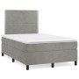 Cama box spring con colchón terciopelo gris claro 120x190 cm en Camas y somieres | Comprar online en Foro24