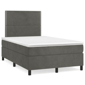 Cama box spring con colchón terciopelo gris oscuro 120x190 cm en Camas y somieres | Comprar online en Foro24