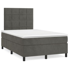 Cama box spring con colchón terciopelo gris oscuro 120x190 cm en Camas y somieres | Comprar online en Foro24