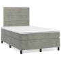Cama box spring con colchón terciopelo gris claro 120x190 cm en Camas y somieres | Comprar online en Foro24