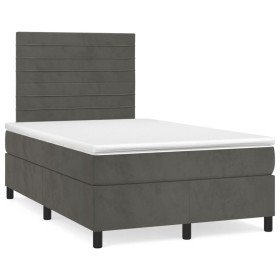 Cama box spring con colchón terciopelo gris oscuro 120x190 cm Cama box spring con colchón terciopelo gris oscuro 120x190 cm
