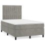 Cama box spring con colchón terciopelo gris claro 120x190 cm