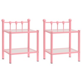 2 metal and glass pink and transparent nightstands by vidaXL, Nightstands - Ref: Foro24-325079, Price: 59,33 €, Discount: %