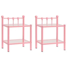 2 metal and glass pink and transparent nightstands by vidaXL, Nightstands - Ref: Foro24-325079, Price: 58,65 €, Discount: %