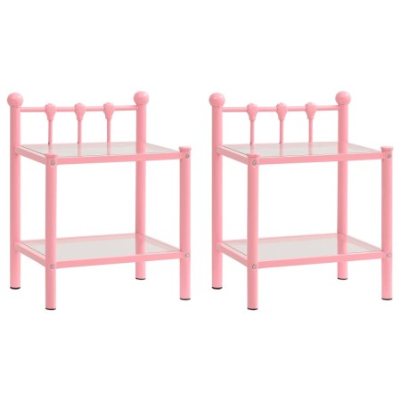 2 metal and glass pink and transparent nightstands by vidaXL, Nightstands - Ref: Foro24-325079, Price: 59,33 €, Discount: %