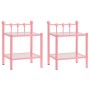2 metal and glass pink and transparent nightstands by vidaXL, Nightstands - Ref: Foro24-325079, Price: 59,33 €, Discount: %