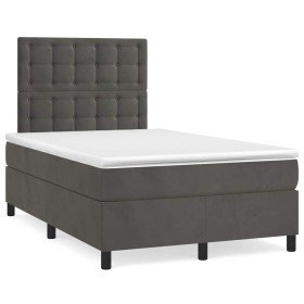 Cama box spring con colchón terciopelo gris oscuro 120x190 cm Cama box spring con colchón terciopelo gris oscuro 120x190 cm