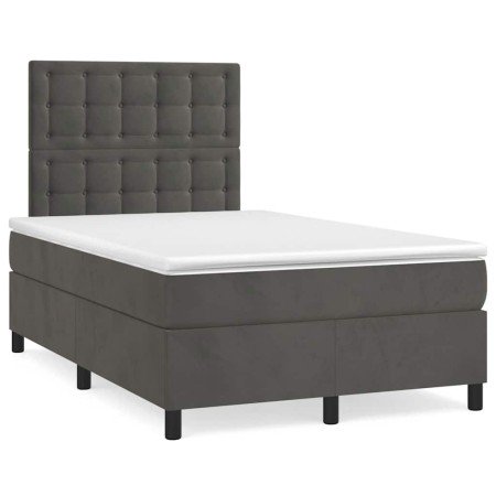 Cama box spring con colchón terciopelo gris oscuro 120x190 cm en Camas y somieres | Comprar online en Foro24