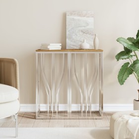 Console table stainless steel solid recycled wood silver by vidaXL, Side tables - Ref: Foro24-350040, Price: 109,14 €, Discou...