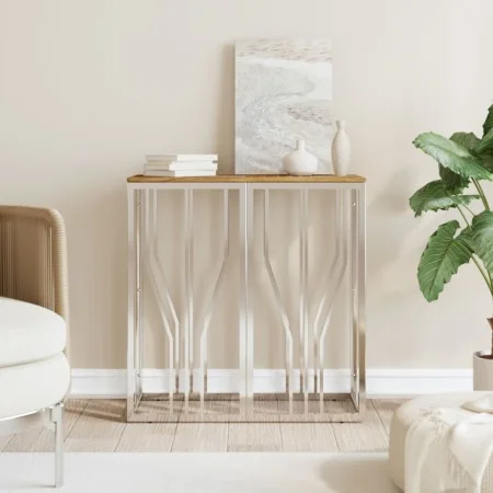 Console table stainless steel solid recycled wood silver by vidaXL, Side tables - Ref: Foro24-350040, Price: 108,02 €, Discou...