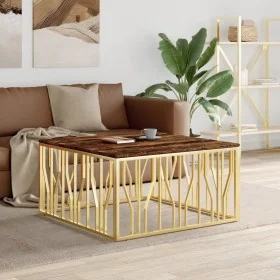 Stainless steel coffee table solid recycled wood gold by vidaXL, Coffee table - Ref: Foro24-350070, Price: 317,73 €, Discount: %