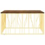 Mesa de centro acero inoxidable madera maciza reciclada dorado | Foro24.es | Tu tienda online para hogar, jardín y más Foro24.es