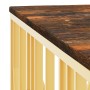 Mesa de centro acero inoxidable madera maciza reciclada dorado | Foro24.es | Tu tienda online para hogar, jardín y más Foro24.es