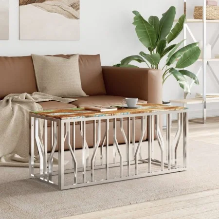 Couchtisch aus recyceltem Holz aus Edelstahl und Silber von vidaXL, Couchtisch - Ref: Foro24-350056, Preis: 104,67 €, Rabatt: %