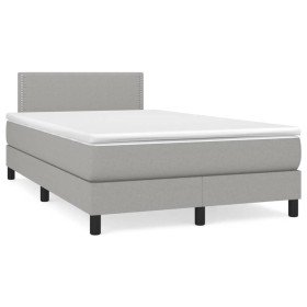 Cama box spring con colchón y LED tela gris claro 120x190 cm Cama box spring con colchón y LED tela gris claro 120x190 cm