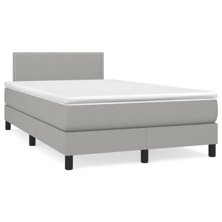 Cama box spring con colchón y LED tela gris claro 120x190 cm en Camas y somieres | Comprar online en Foro24