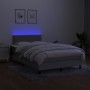Cama box spring con colchón y LED tela gris claro 120x190 cm