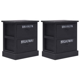 Nightstands 2 units black Paulownia wood 38x28x45 cm by vidaXL, Nightstands - Ref: Foro24-284059, Price: 71,39 €, Discount: %