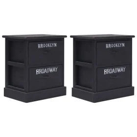 Nightstands 2 units black Paulownia wood 38x28x45 cm by vidaXL, Nightstands - Ref: Foro24-284059, Price: 70,87 €, Discount: %