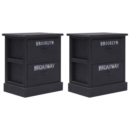 Nightstands 2 units black Paulownia wood 38x28x45 cm by vidaXL, Nightstands - Ref: Foro24-284059, Price: 71,32 €, Discount: %