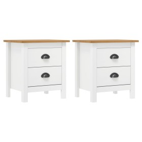 Mesita noche Hill 2uds madera maciza pino blanco 46x35x49,5 cm de vidaXL, Mesitas de noche - Ref: Foro24-288910, Precio: 118,...