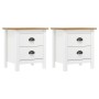 Hill Nachttisch 2tlg massives Zirbenholz weiß 46x35x49,5 cm von vidaXL, Nachttische - Ref: Foro24-288910, Preis: 118,52 €, Ra...