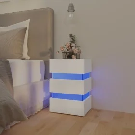 Nachttisch LED-Licht aus Holzwerkstoff weiß 45x35x67 cm von vidaXL, Nachttische - Ref: Foro24-326840, Preis: 110,78 €, Rabatt: %