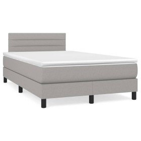 Cama box spring con colchón y LED tela gris claro 120x190 cm en Camas y somieres | Comprar online en Foro24