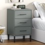 Mesita de noche patas de metal madera maciza pino gris OSLO de vidaXL, Mesitas de noche - Ref: Foro24-350977, Precio: 89,90 €...